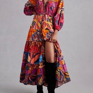 FARM Rio  Button-Front Maxi Dress